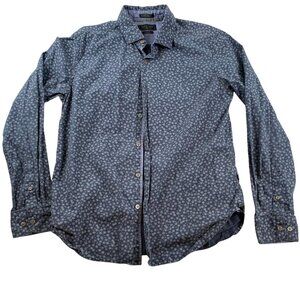 Denim and Flower Mens Shirt Medium Slim Fit Long Sleeve Floral Print Button-Up